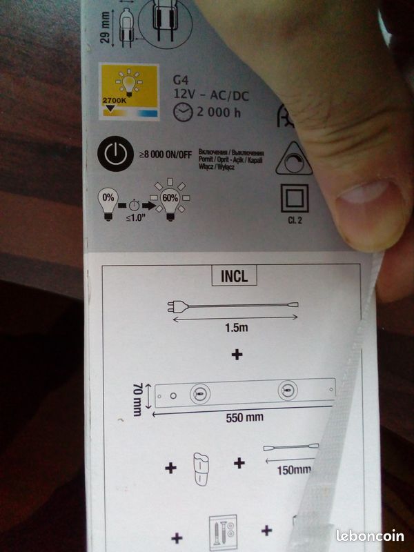 Réglette 2 Lumières halogènes Blanc L55cm (image 3)