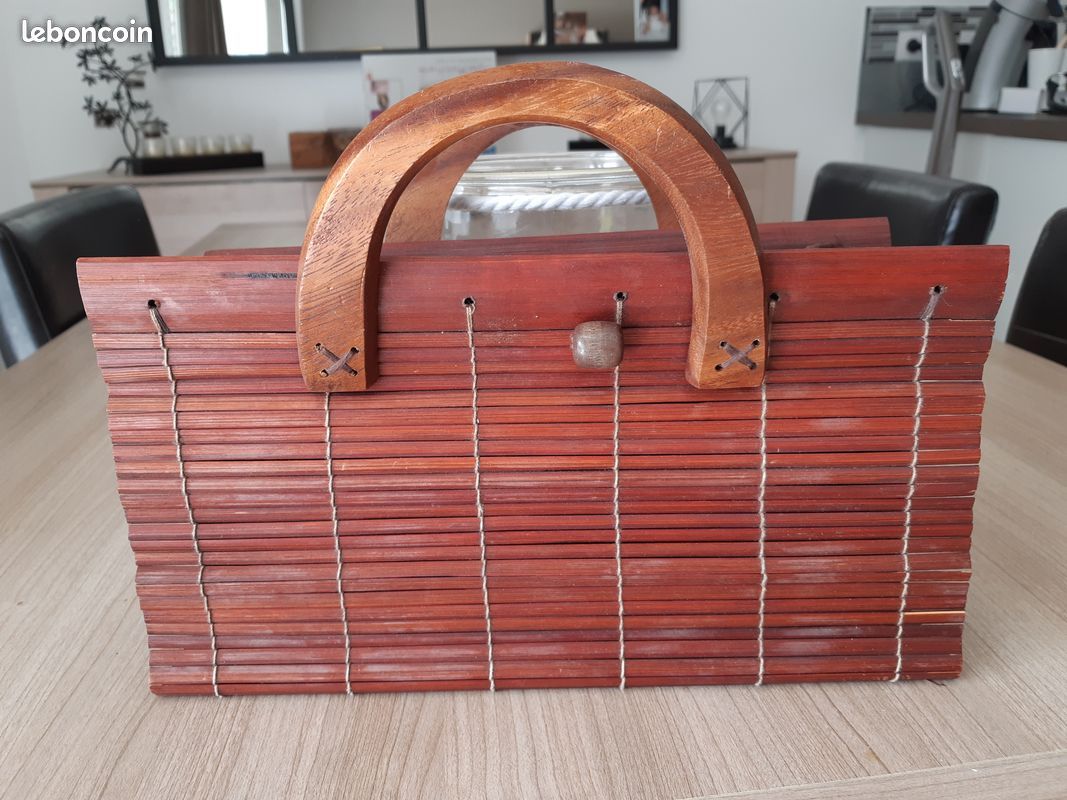 Sac à main original en bambou et bois (image 1)
