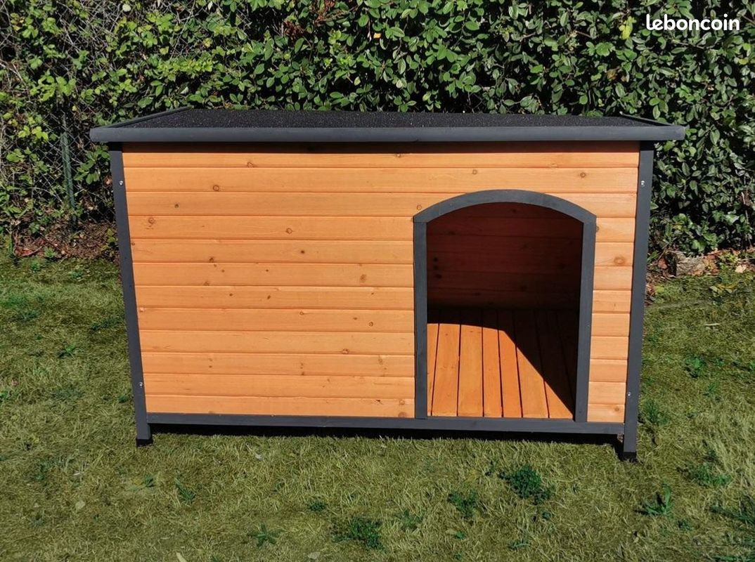 Niche XXL toit shingle noir grande niche bois avec toit shingle noir (image 5)