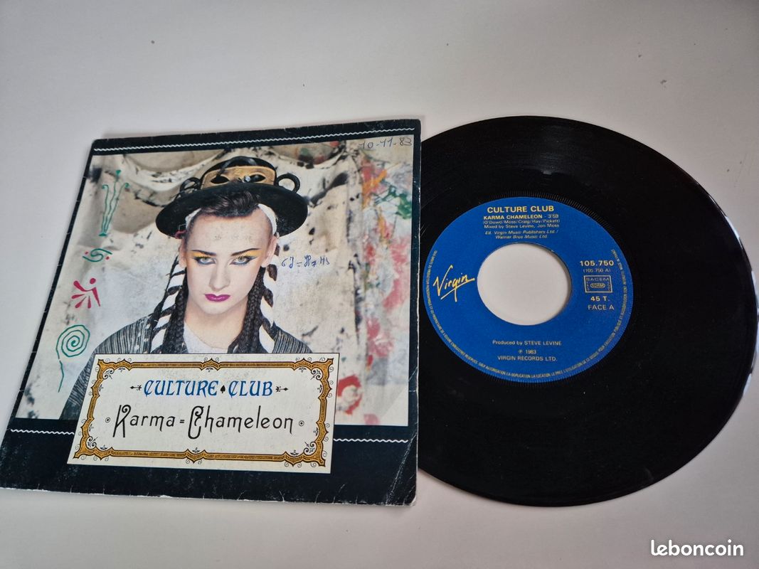 💿 CULTURE CLUB - KARMA CHAMELEON & THAT'S THE WAY # disque vinyle 45 tours # VARIETE INTERNATIONALE # ANNEES 90 (image 1)