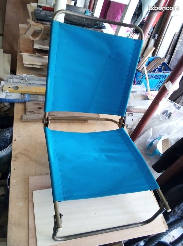 Chaise metal pliante de plage vintage (image 1)