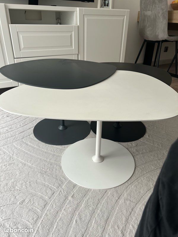 Lot de 3 tables basses galet design – très bon état (image 2)