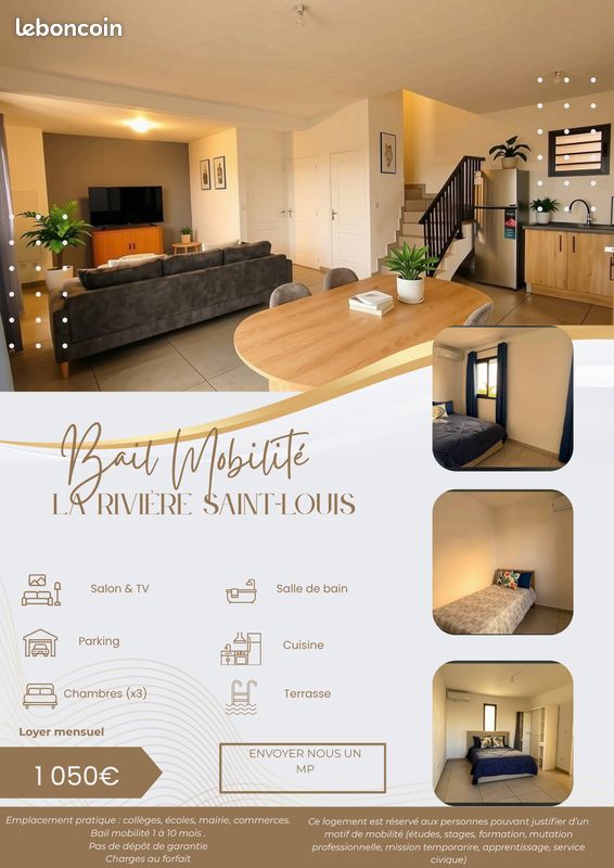 Maison 5 pièces 80 m² · à Saint-Louis · 80 m² · 1 080 €/mois