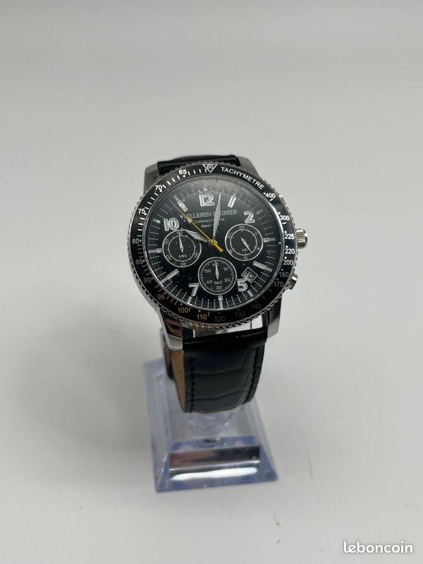Montre Homme Vuillemin Regnier Neuve - Cadran Blanc, Bracelet Cuir Noir - Quartz - Étanche 30m