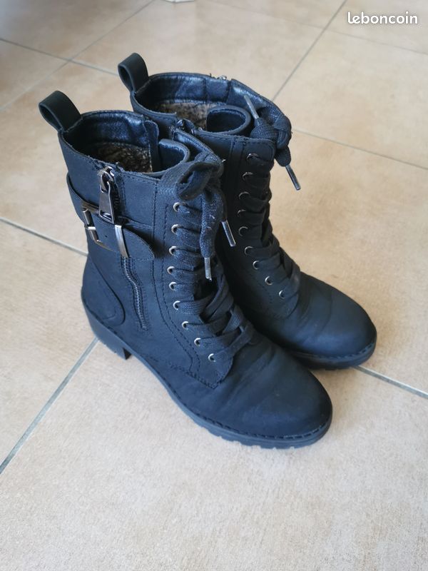 Bottines Style Bottines Noir Militaire Femme Bottes Femme Noires