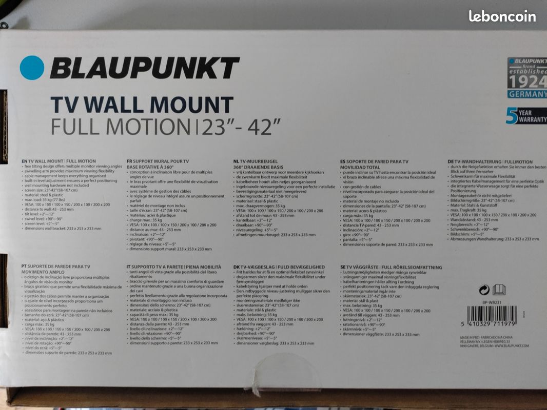Support mural TV blaupunkt full motion (image 2)