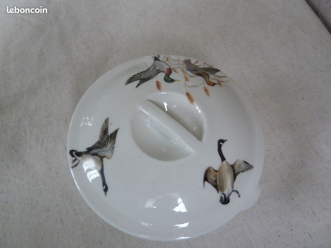 Joli sucrier décor couple de canards porte bonheur porcelaine de Paris (image 2)