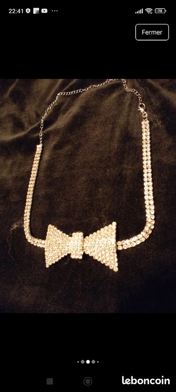 Idée cadeau 🎁Lot collier noeud papillon et d'un bracelet en strass (image 12)