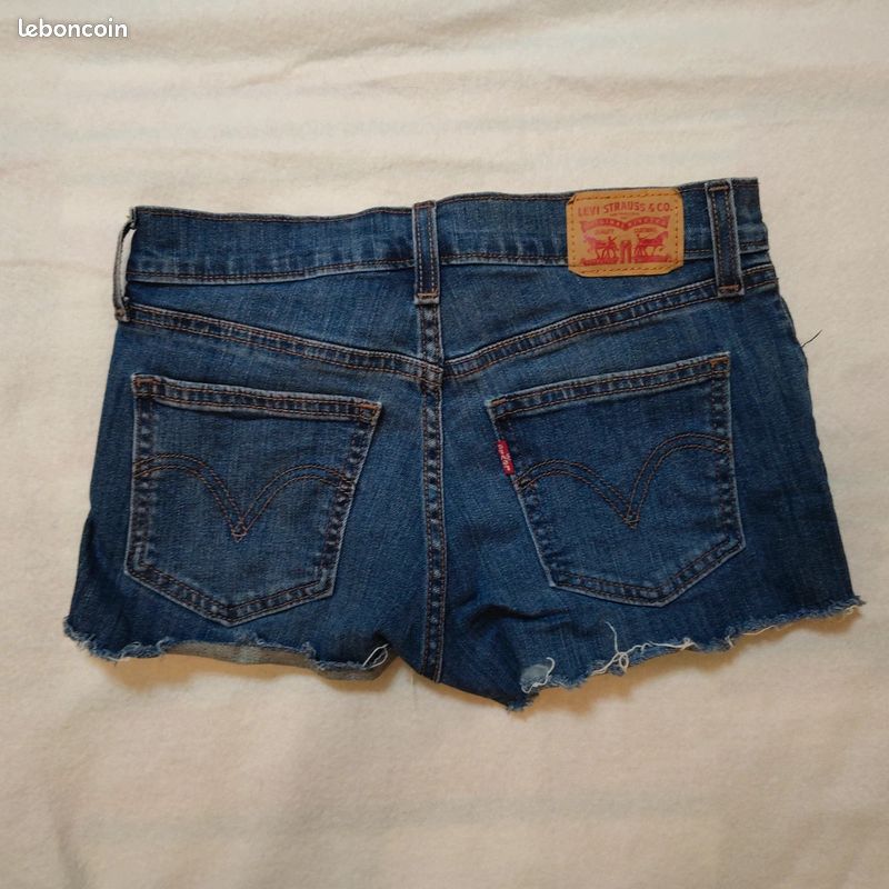 Short Levi’s femme W26 bleu denim recoupé taille FR 34/36 vintage #cdp447 (image 1)