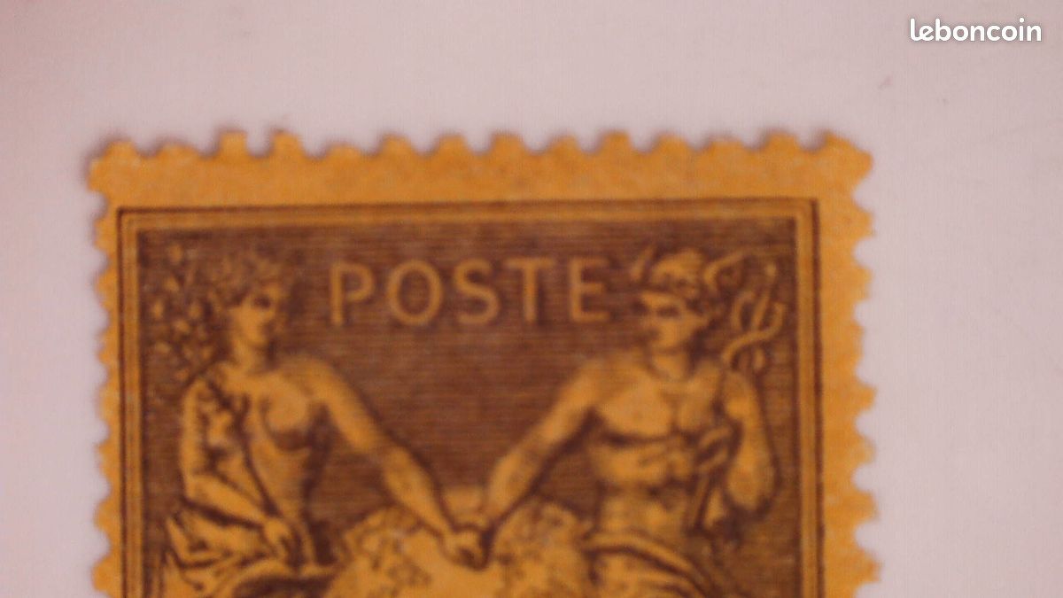 Timbre classique de France , Sage type II nuance violet noir sur orange , , neuf gomme avec charniere , dents en bas a droite , port gratuit (image 2)