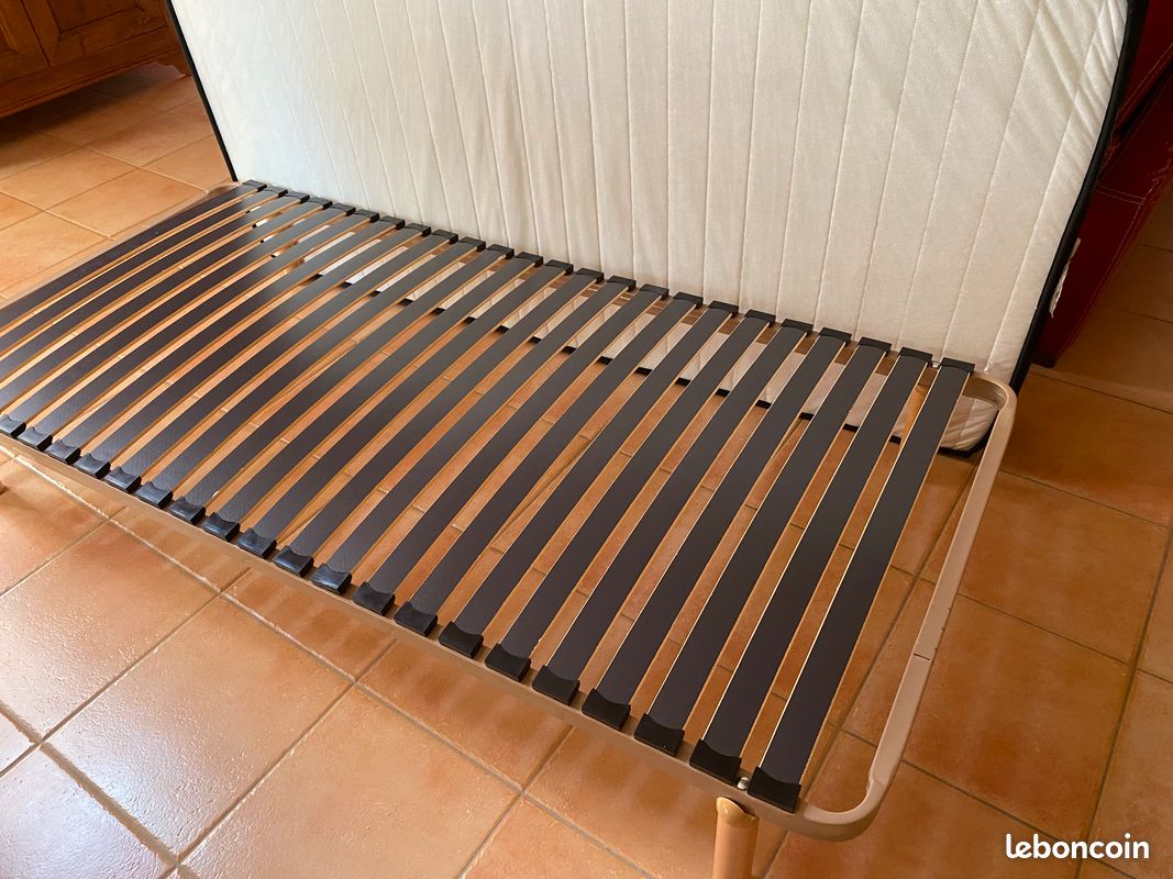Lit 1 place : sommier + pieds + matelas (image 2)