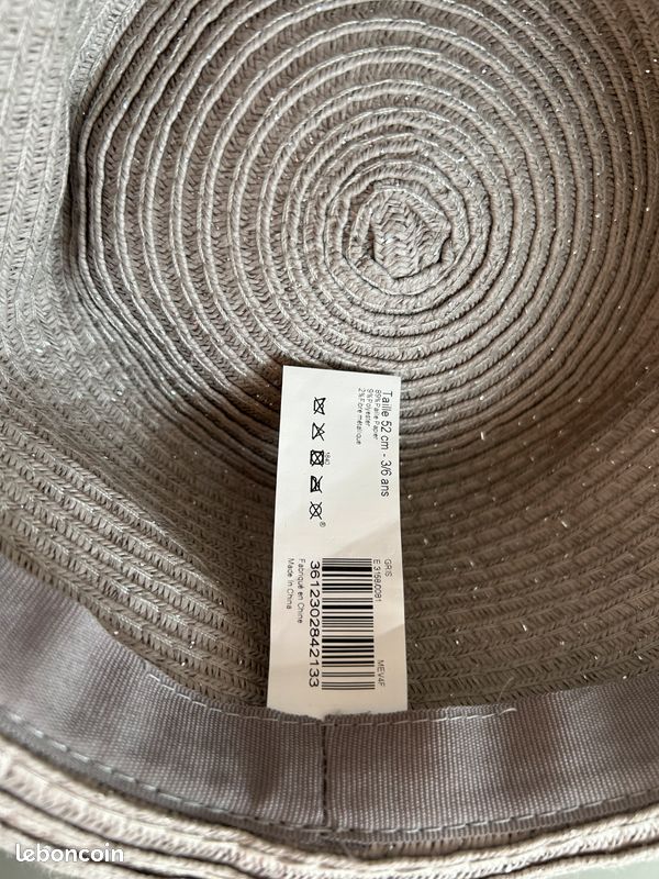 Chapeau paille argent pailleté pour petite fille (image 3)