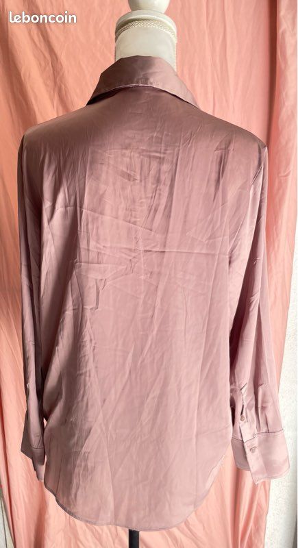 Haut Chemisier H&M Rose Taille 36 (S) - Style Tendance Avec Strass, Tissu Mixte, Neuf Sans étiquette