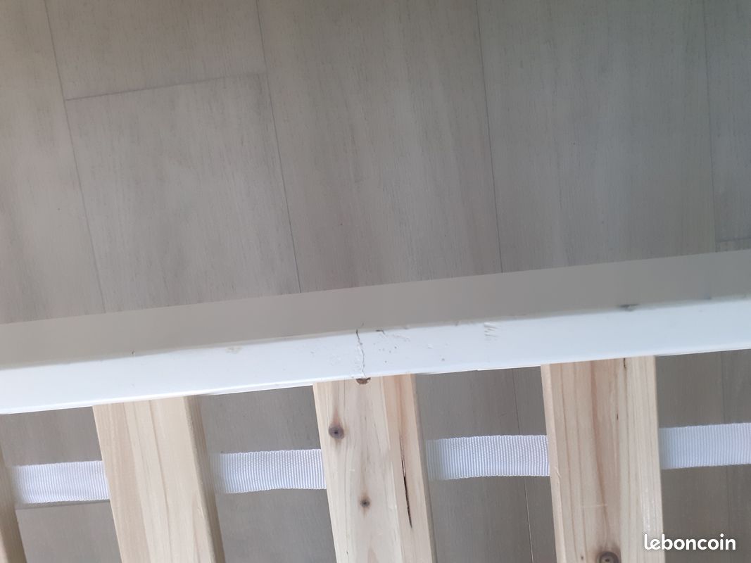 Lit enfant 90*190 blanc en bois avec table chevet (image 6)