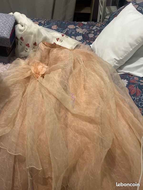 Robe De Soirée Enfant Sugar Plum Corail Avec Grand Nœud - Taille 2T - Occasion TB