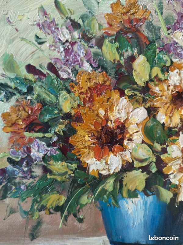 Tableau fleur huile (image 3)