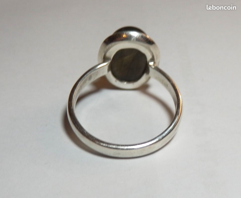 Bague argent massif et pierre labradorite T60 (image 8)