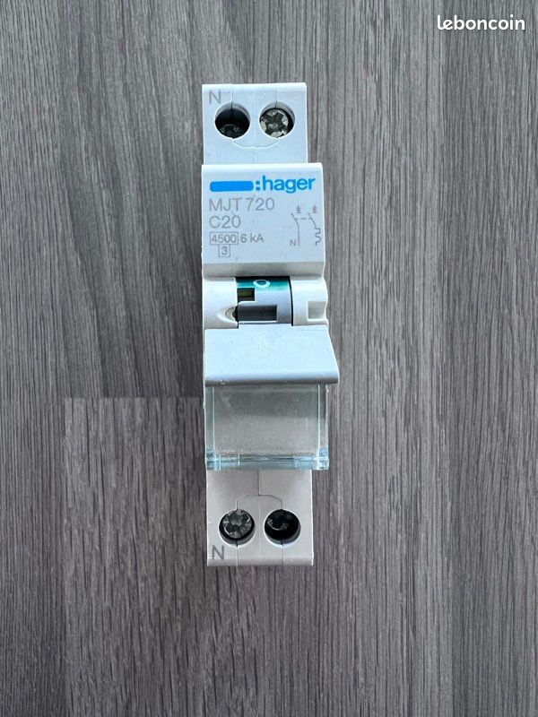 HAGER Disjoncteur 1p+n 4.5-6ka courbe c - 20a 1 module (image 2)