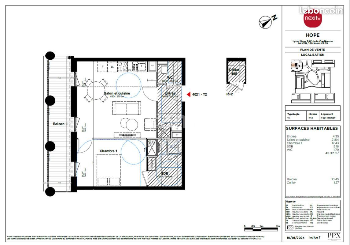 Appartement 2 pièces 45 m² · à Lyon · 45 m² · 914 €/mois