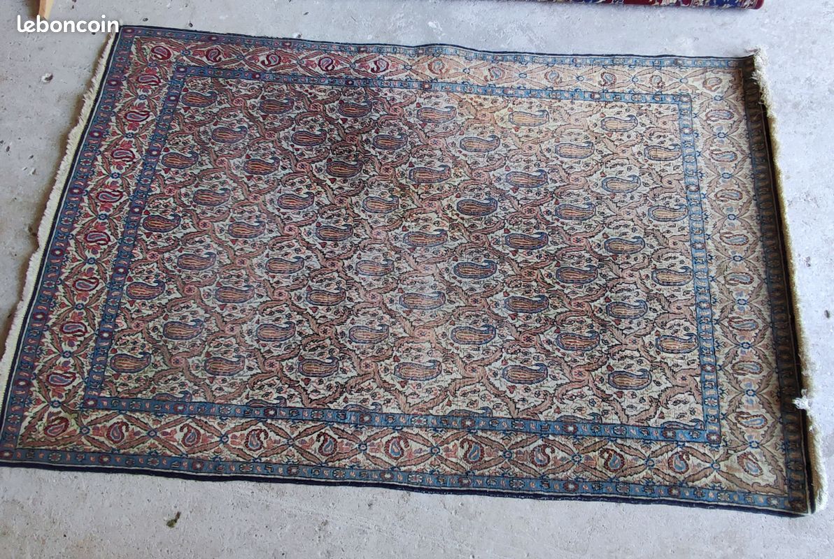 Grand tapis avec franges vieux vintage bohème 207,50 x 123 cm (image 4)