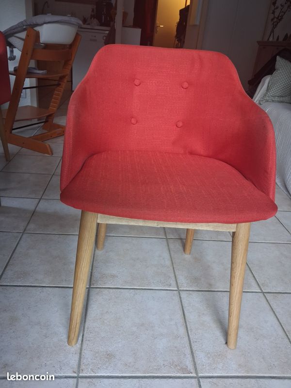 Lot 3 fauteuils tissu rouge (image 1)