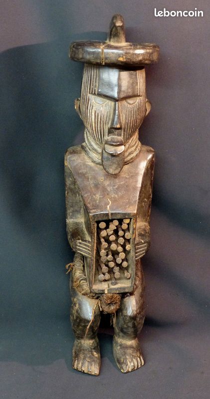 Art Africain grande statuette de sorcier téké congo 49cm diversité matériaux afrique (image 2)