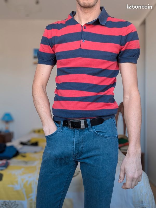 Haut Rayé H&M Taille 10 - Manches 3/4, Vert, Mix De Matières, Occasion Très Bon état