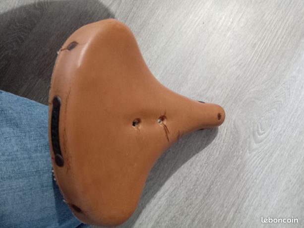 Selle Vélo Cuir Pryma Vintage - Longueur 26 Cm, Marron, Pour Vélo De Route Ou Course