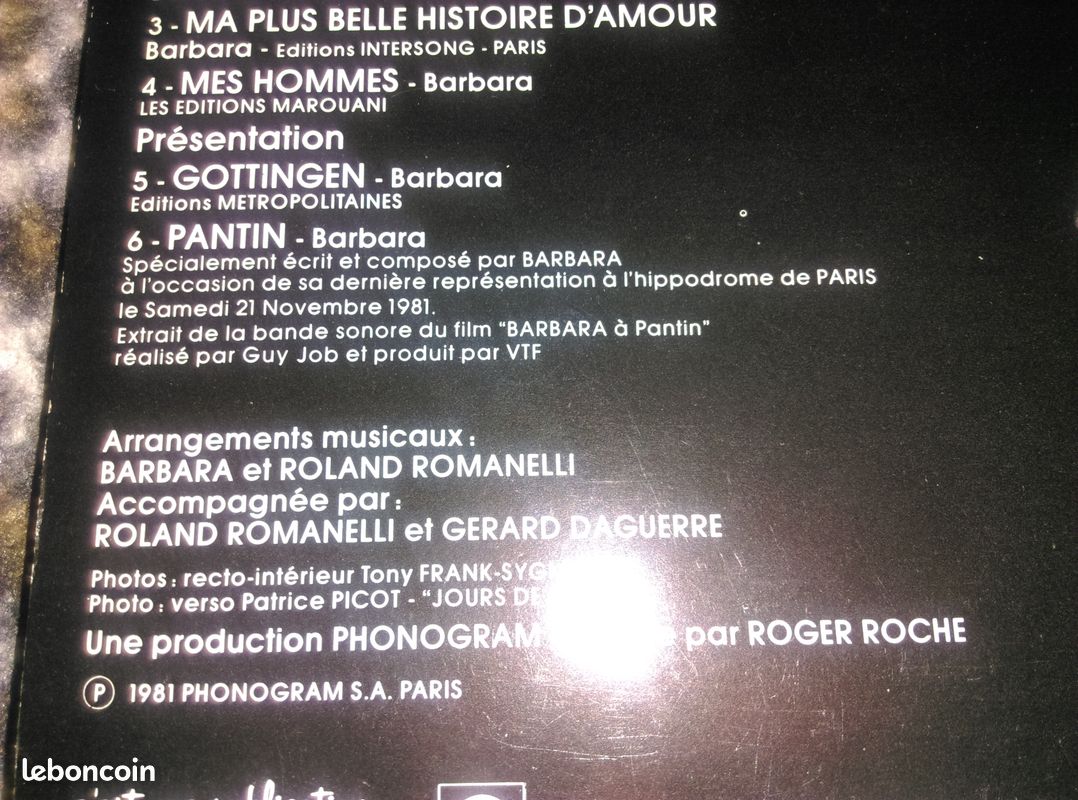 VINYLE double album de ( BARBARA pantin 1981 ) (image 3)