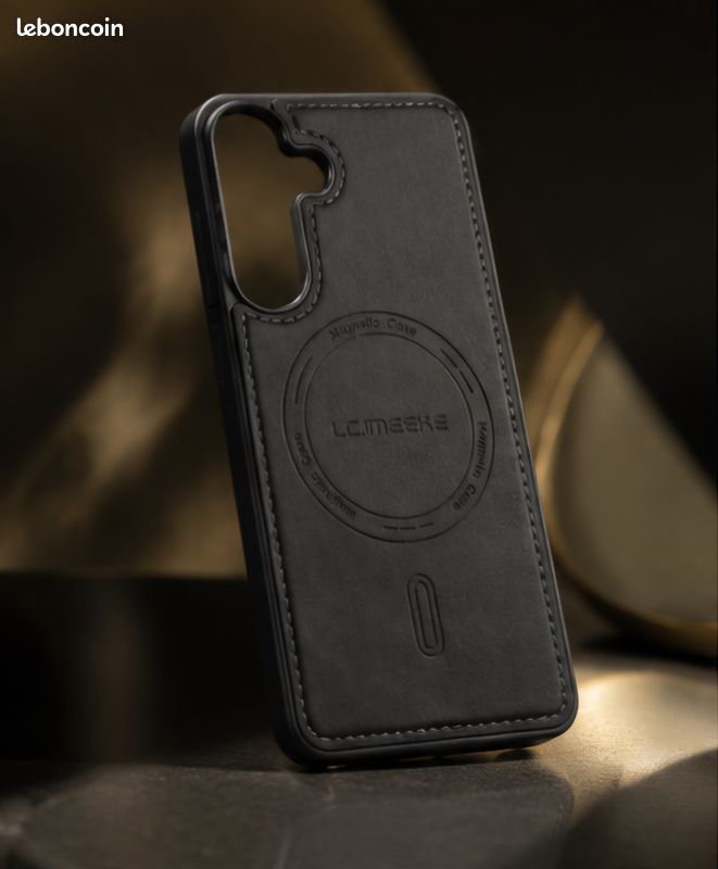 Coque noire en faux cuire pour S23 Ultra (image 2)
