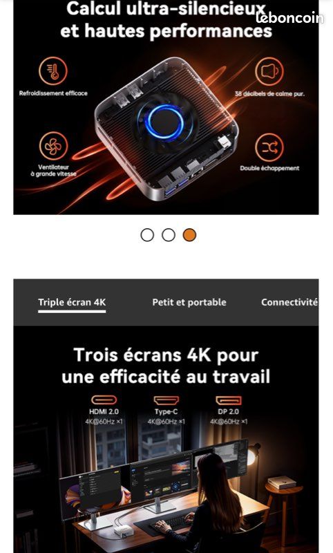 Matrix Mini M1 Mini PC - AMD Ryzen 7 6800H (8C/16T, jusqu'à 4,7 GHz), Mini Ordinateur de Bureau 16Go LPDDR5 512Go M.2 SSD, Mini Computer avec Écran Triple écran 4K/ WiFi 6/ BT 5.2/ W11 Pro (image 9)