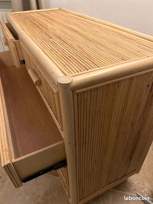 Design finca bois naturel retro vintage bambou rotin commode avec tiroirs Sklum Maison’s du monde comme neuf (image 5)