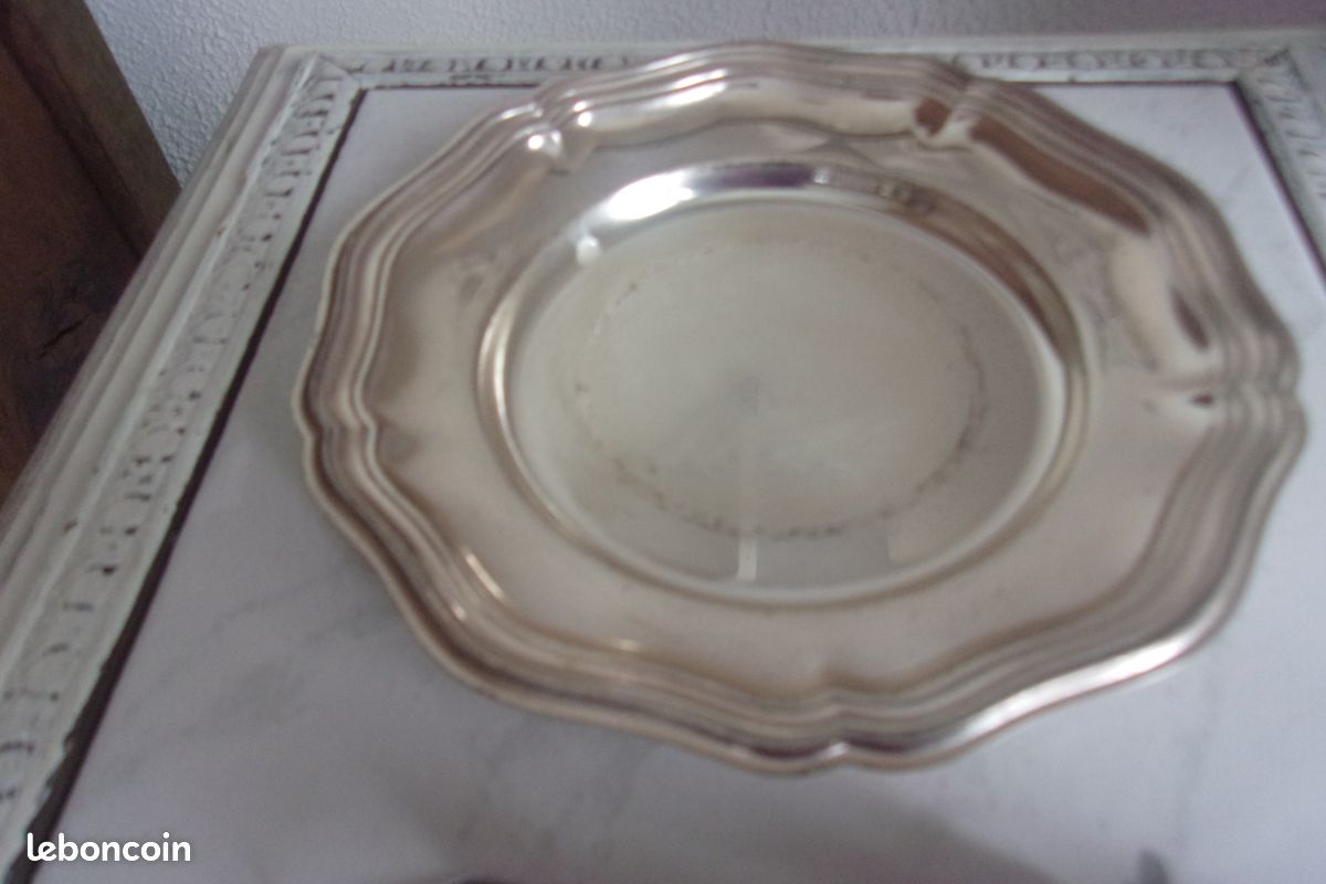 Sucrier en cristal sur plateau métal argenté + pince à sucre année 60 (image 3)