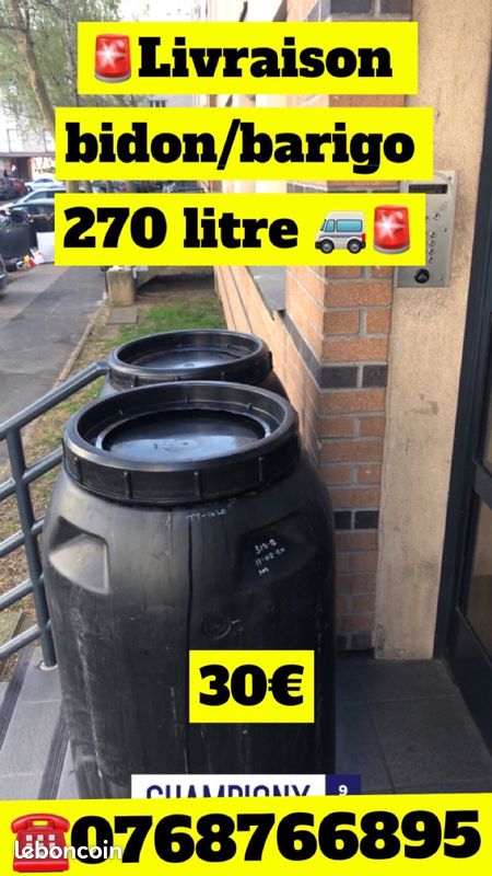 Baril/bidon/barigo/tonneau/cuve/récipient/barique/Fût plastique/Doum/Jerrycan (image 1)