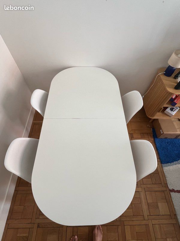 Table à manger extensible blanche 4-8 personnes (image 2)