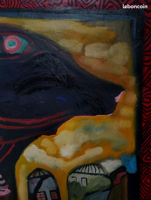 Tableau huile sur toile signé "Jaune Baume" de Claude Routier, 100 x 82 cm (image 5)