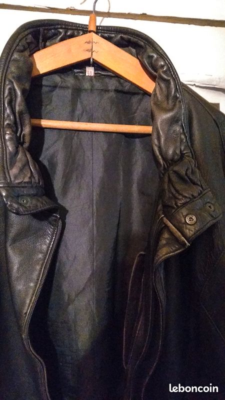 Blouson cuir noir vintage taille 48 XL-XXL (image 7)
