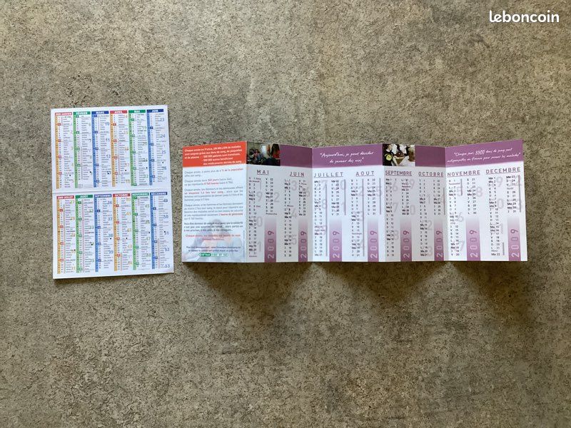 2 calendriers publicitaires, calendriers de poche, 2009 (image 3)