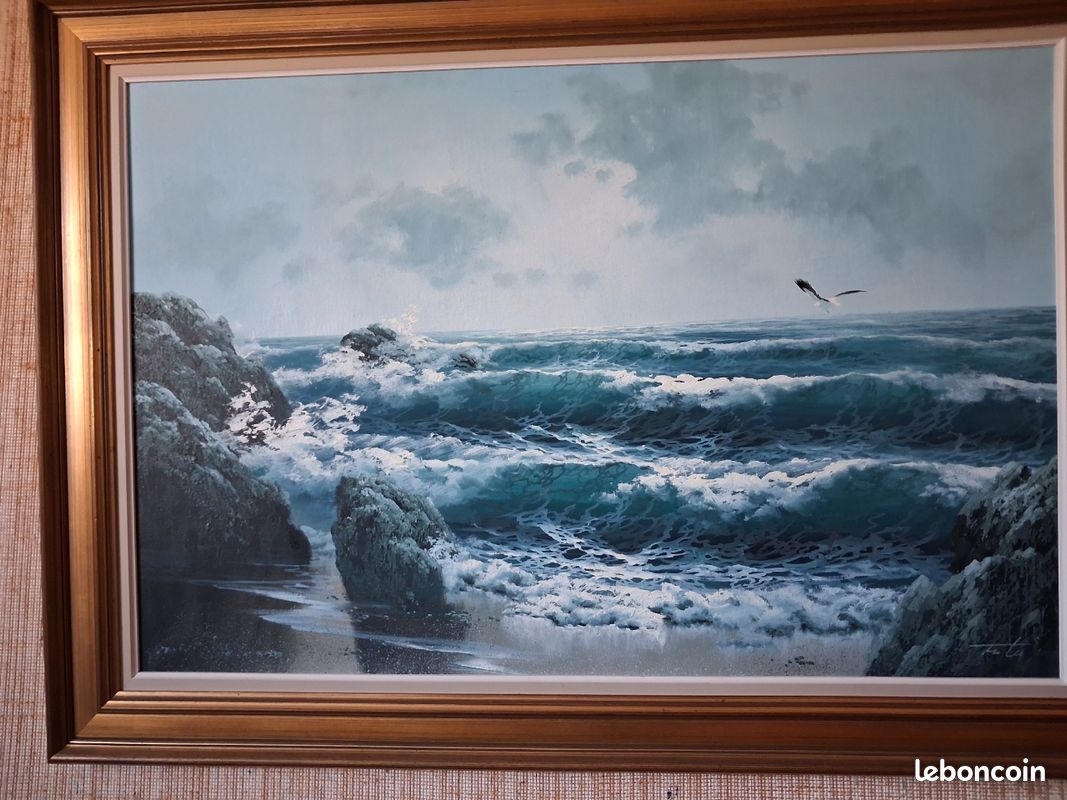 Tableau marin véritable huile 105×0.75cms (image 1)