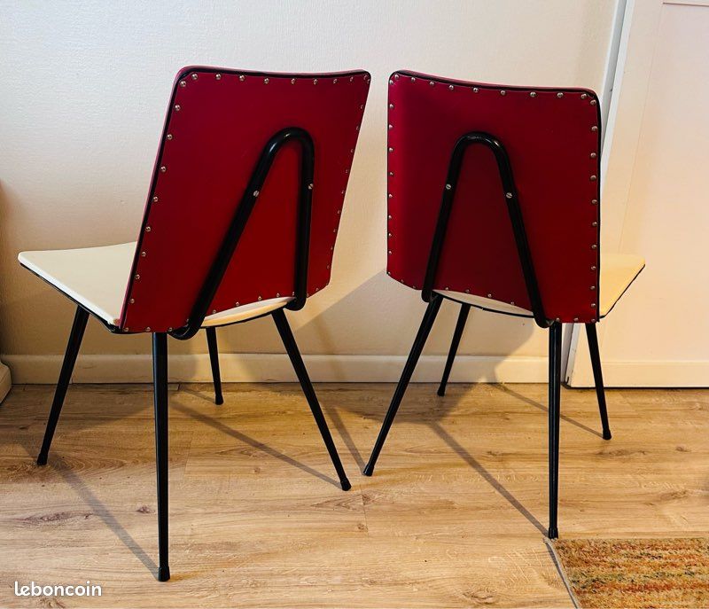 Deux chaises vintage 60 Skaï style Jaques Hitier (image 17)