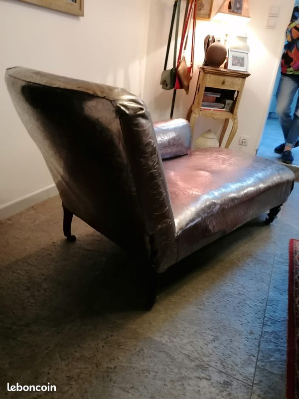 Méridienne baroque simili cuir rétro (image 4)