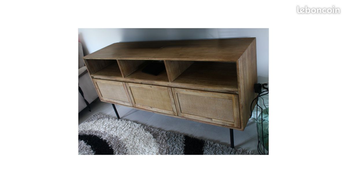 Ensemble de meubles style scandinave/bohème – Meuble TV, Table à manger + 4 chaises (image 3)