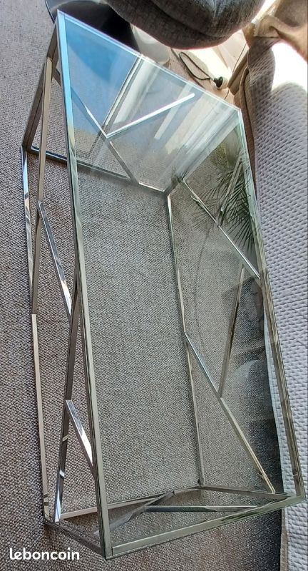 Table basse verre trempé et inox (image 2)