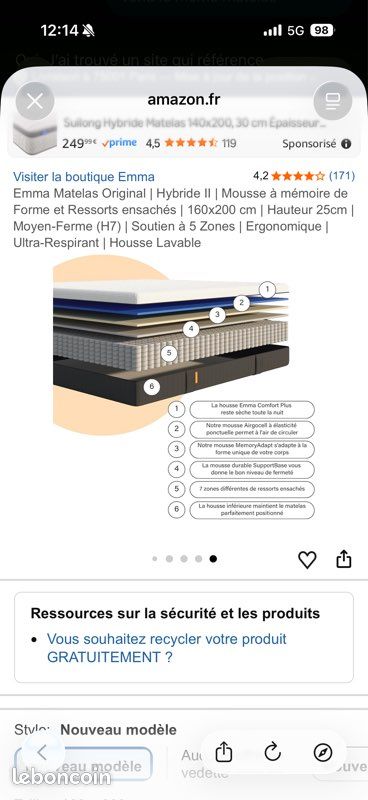 Matelas Emma 160x200 (image 2)