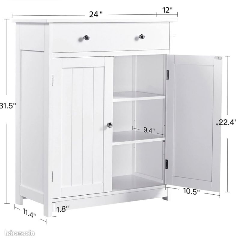 Armoire/ rangement en bois blanc 30,5x61x80 (image 4)