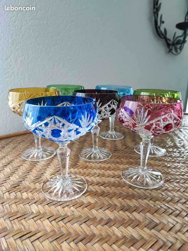 Lot 7 verres coupes Champagne baccarat "parmentier", (image 1)
