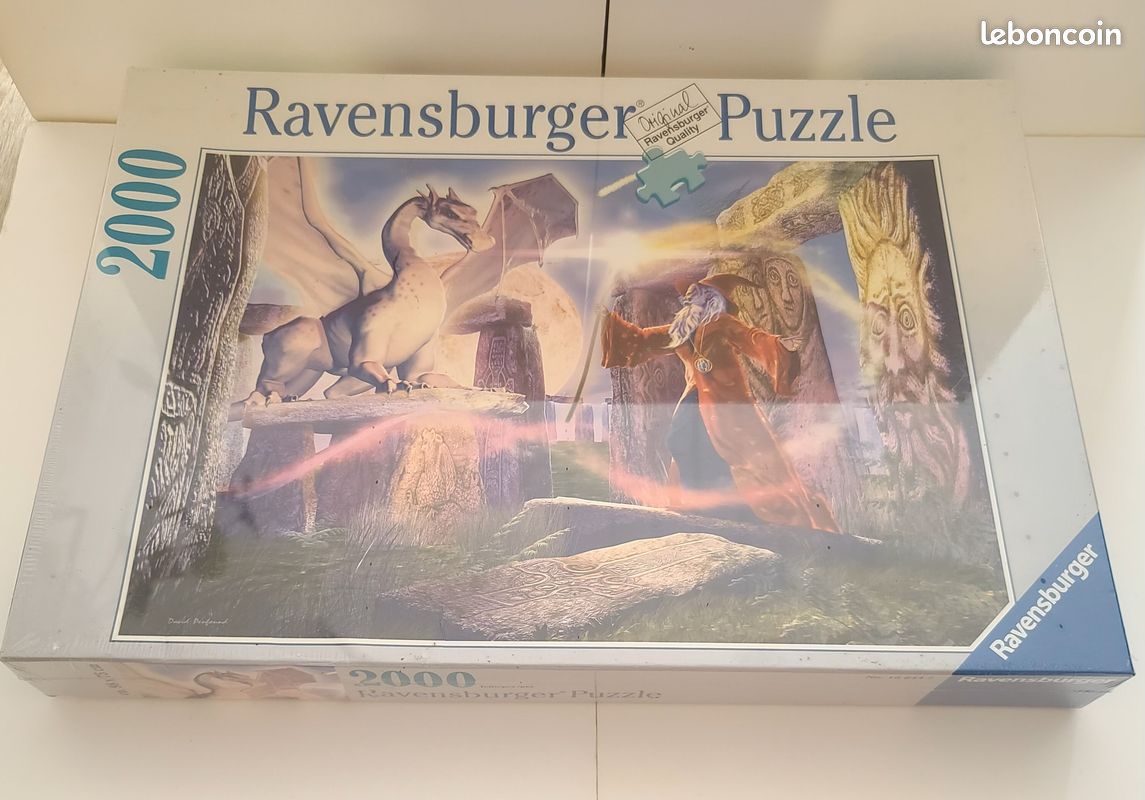 PUZZLE 1000 PIÈCES - fluorescent collection- envoûtement magicien merlin dragon EUR 19,90 - FR