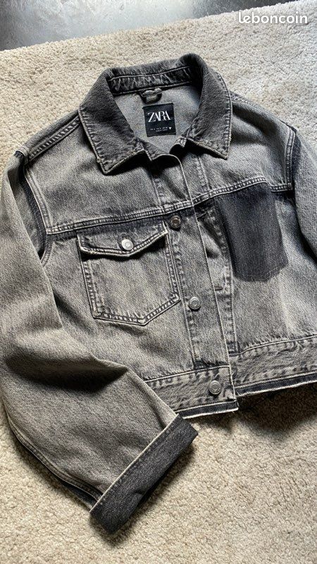 Veste En Jean ZARA Taille 34 - Occasion Très Bon état, Style Perfecto Bleu, Doublure Coton