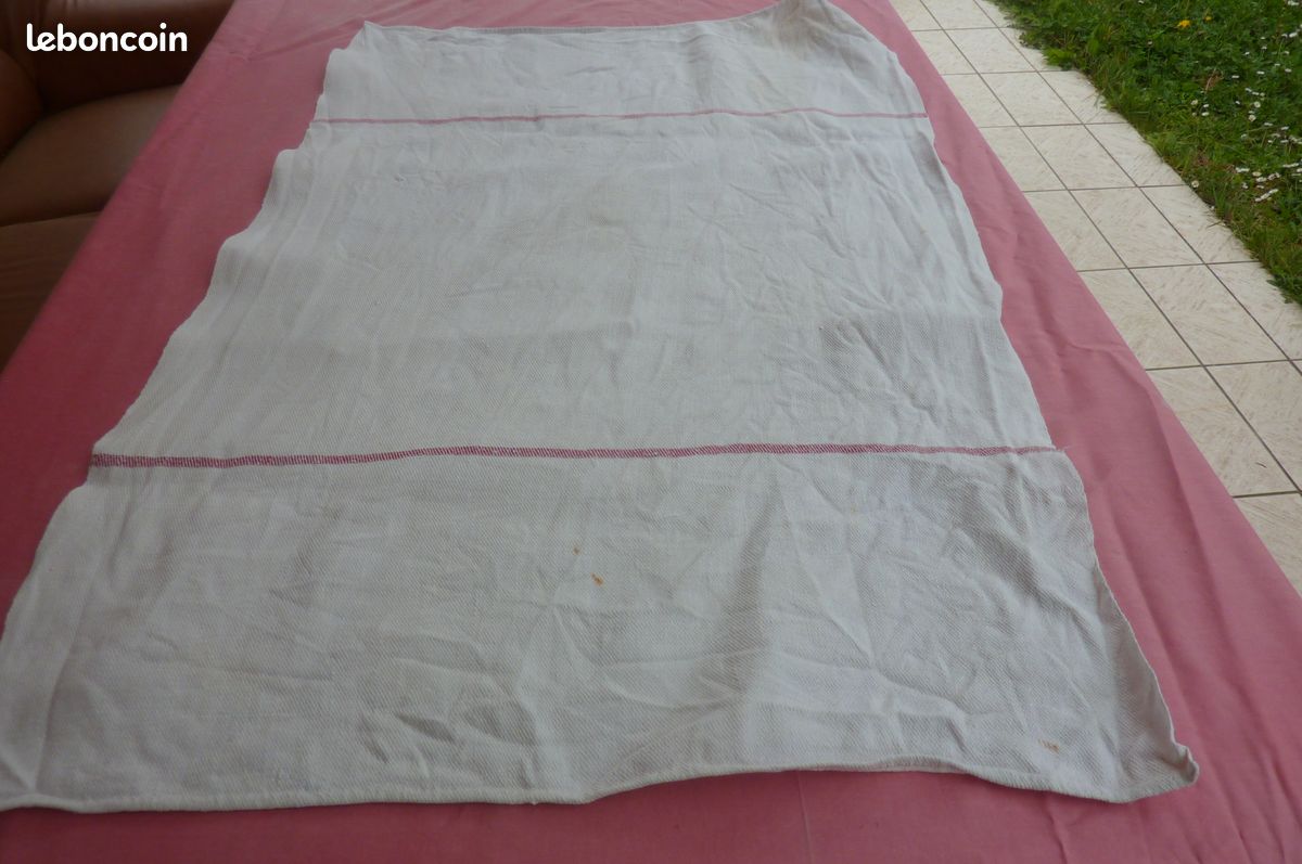 Nappe De Vendange Ancienne En Pur Chanvre Teintée Rose Thé