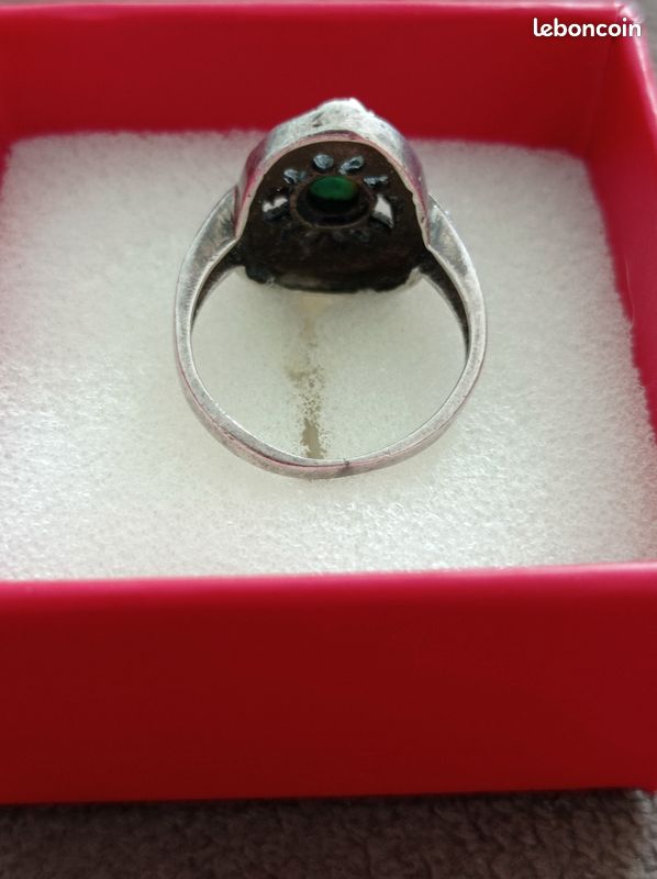 Bague Ancienne Argent Marquise Marcassites Style Art Déco - Taille 51 - Occasion